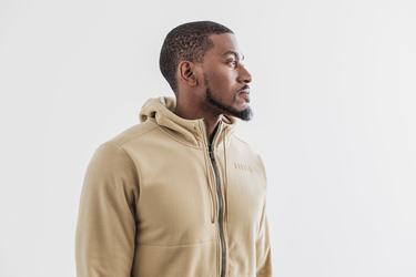 Nobull Arctic Zip-up Men's Jackets Beige | Australia (RX2749)